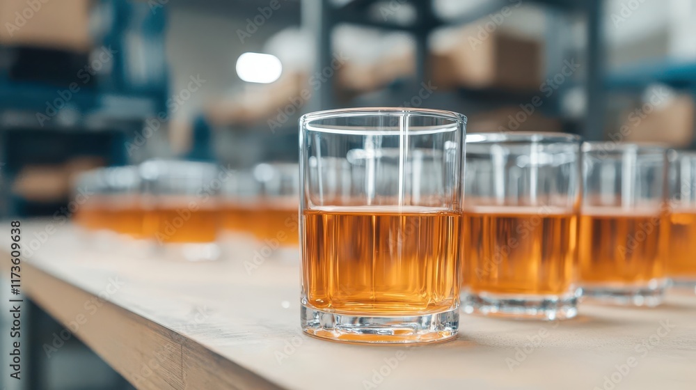 Highspeed polishing machines giving glass tumblers a flawless finish, organized workspace Highspeed polishing machines giving glass tumblers a flawless finish, organized workspace