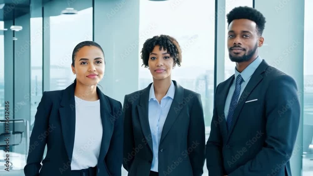 Confident business team posing in modern office Confident business team posing in modern office