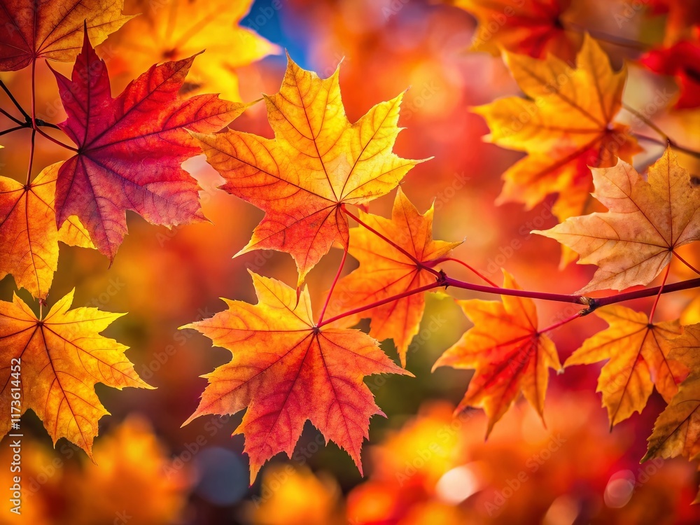 Vibrant Autumn Maple Leaves: Intense Fall Foliage Stock Photo Vibrant Autumn Maple Leaves: Intense Fall Foliage Stock Photo