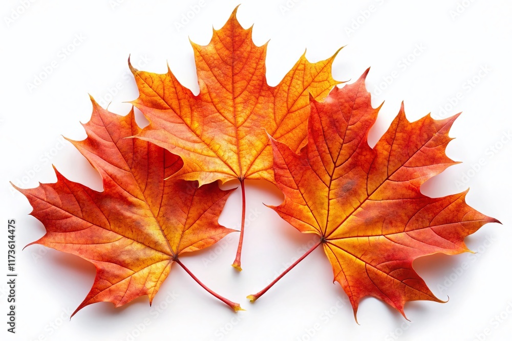 Fototapeta premium Vibrant Autumn Maple Leaves: Isolated Red and Orange Fall Foliage Cutout