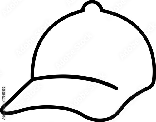 Baseball hat, cap icon in line. sign symbol mockup isolated on transparent background icon. black vector for apps or website use for sports headdress