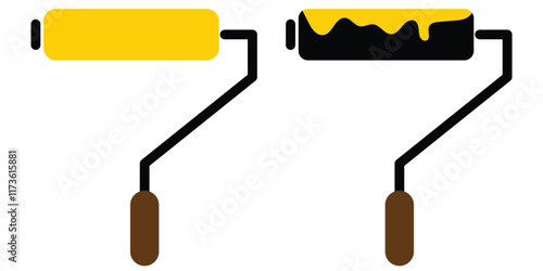 Paint Roller Icon. Paint brush sign and symbol. Paint roller icon vector. Working tool icon sign symbol. Wall paint roller symbol vector sign isolated on white background illustration.