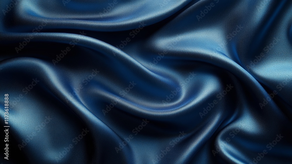 Elegant Draped Dark Blue Silk Fabric Texture Elegant Draped Dark Blue Silk Fabric Texture