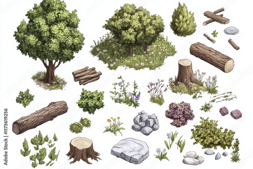 Cute Nature Game Terrain Assets for Animation Design