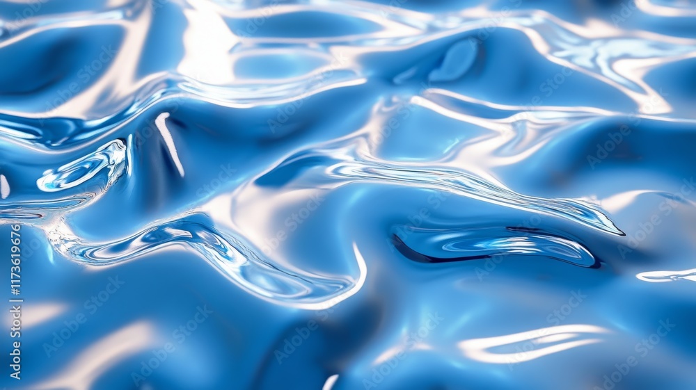 Abstract Blue Liquid Surface: A Smooth, Reflective, and Wavy Texture Abstract Blue Liquid Surface: A Smooth, Reflective, and Wavy Texture
