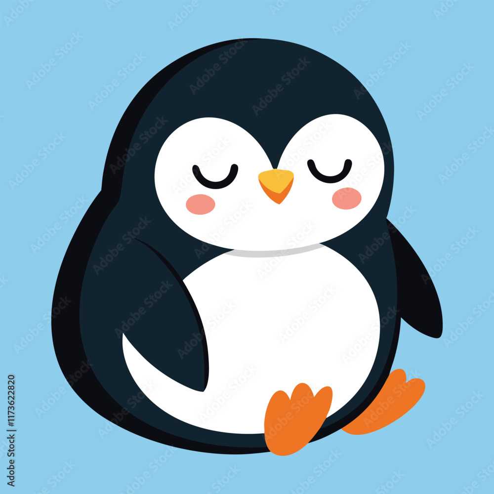 Cute sleeping penguin vector cartoon illustration Cute sleeping penguin vector cartoon illustration