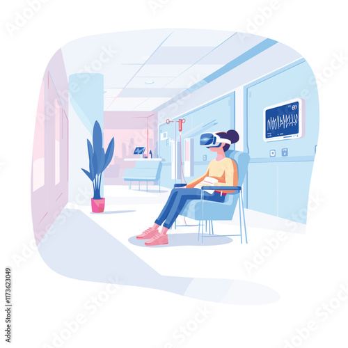 Elegant Illustration Of Using Virtual reality headset