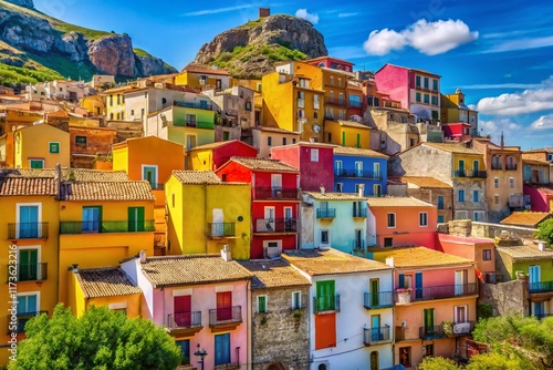 Vibrant Painted Houses of Parrini Village, Sicily, Italy - Rule of Thirds Composition