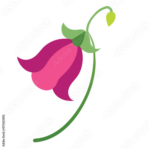 Sweet Pea Flower Vector Illustration, Cartoon Clipart, Line Art Design.eps