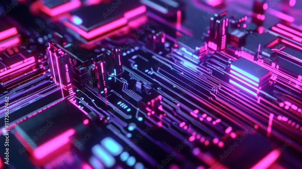 Obraz premium Vibrant Technology Circuit with Clean Lines and Colors