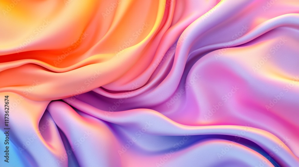 Fototapeta premium Vibrant Textured Fabric Flowing in Bright Colors