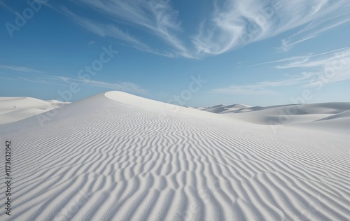 Vast White Sand Dune with Clear Blue Sky