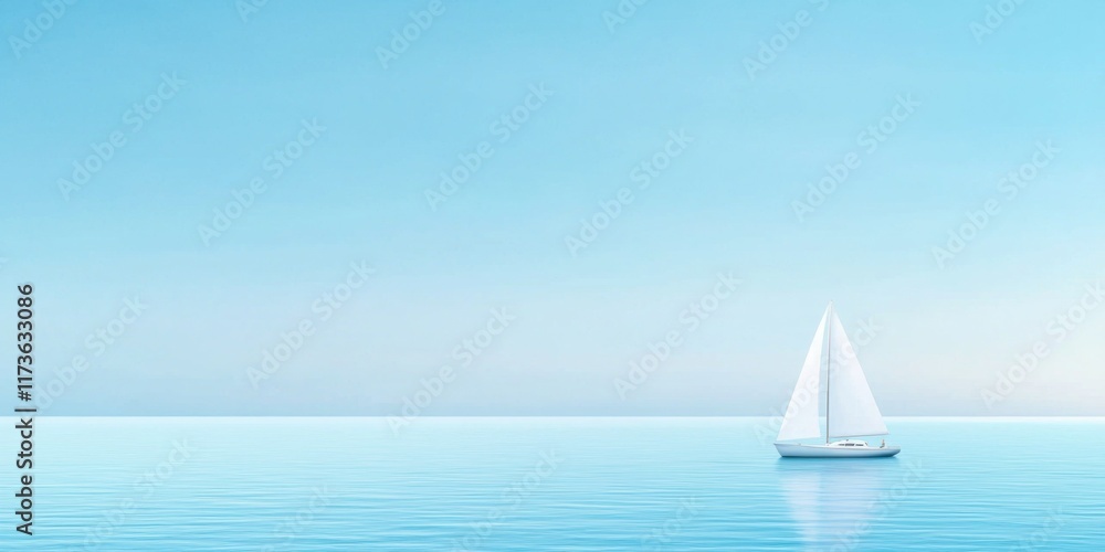 Obraz premium Sailing adventure on tranquil waters serene ocean photography calm atmosphere aerial view freedom and exploration
