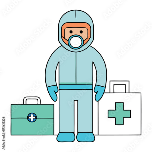 Doctor in protective gear during a clinical setting  cartoon vector