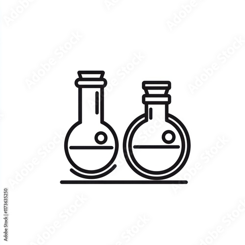 Two Simple Line Drawings of Glass Flasks photo