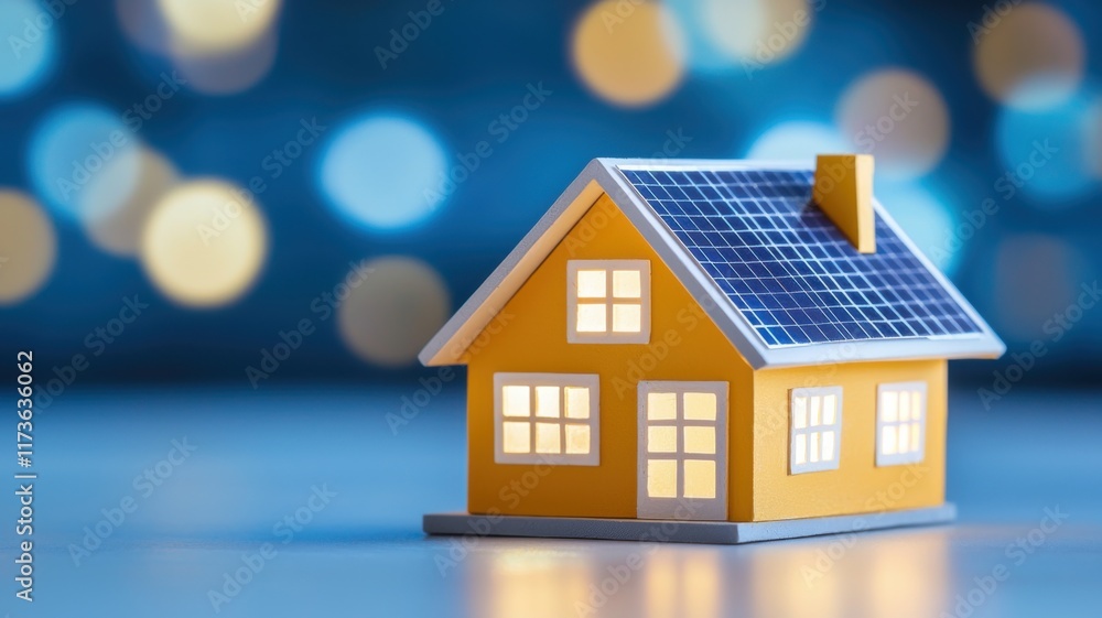 Urban sustainable living innovative solar-powered home model showcased in bright close-up digital photography Urban sustainable living innovative solar-powered home model showcased in bright close-up digital photography