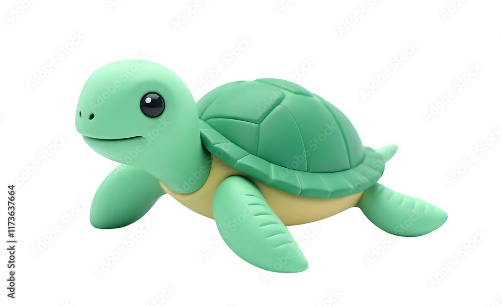 Fototapeta premium Cute Cartoon Turtle Isolated on Black Background