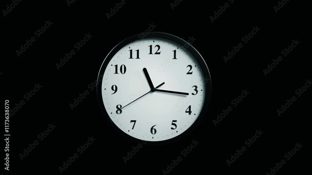 wall clock isolated on black 4K resolution video wall clock isolated on black 4K resolution video