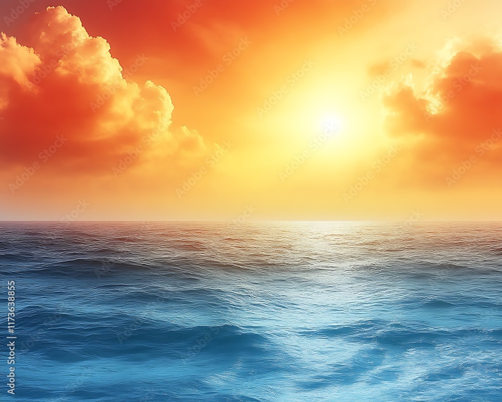 Obraz premium Vibrant sunset over a calm ocean. (1)