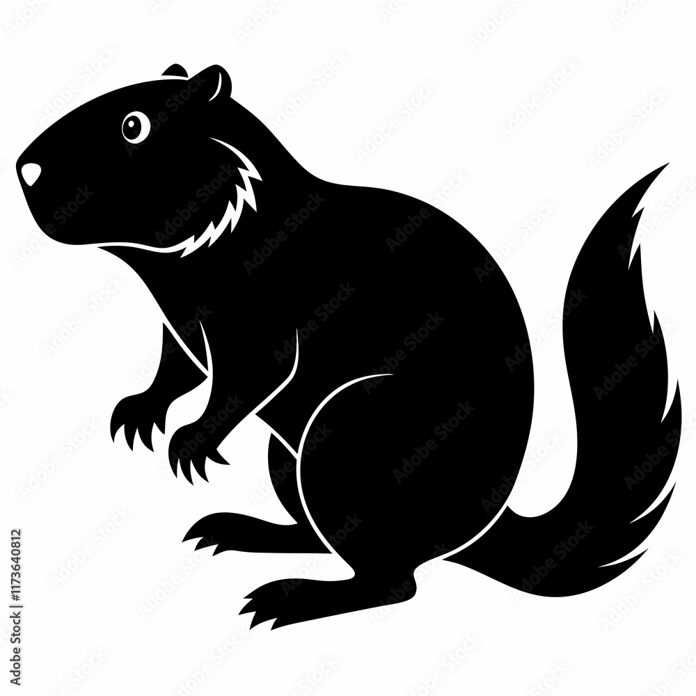Fototapeta premium Beaver vector silhouette black design white background