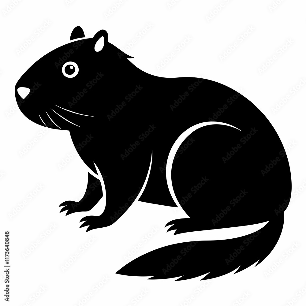 Beaver vector silhouette black design white background Beaver vector silhouette black design white background
