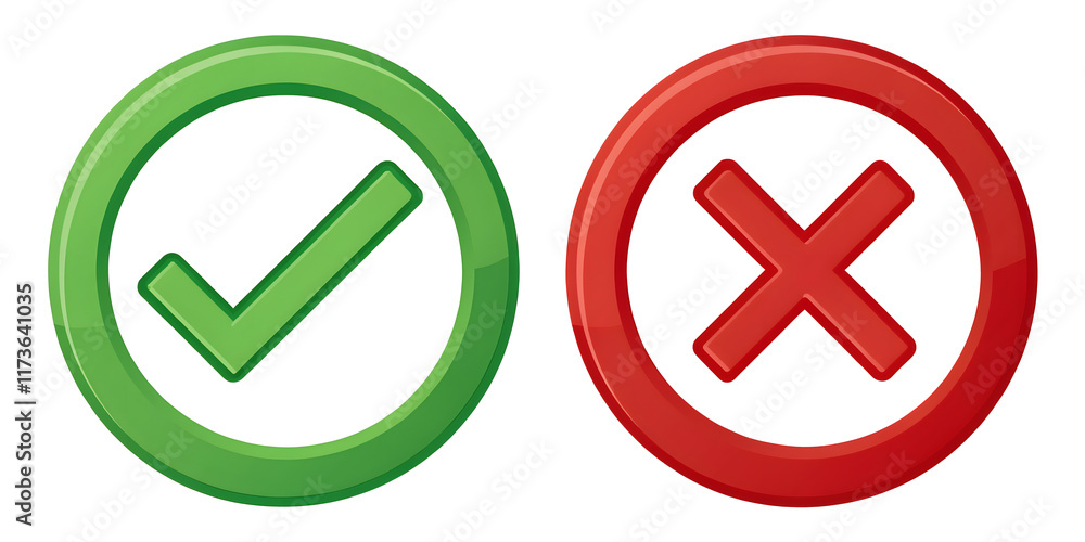 3D Yes and No Buttons with Tick and Cross Icons, transparent background png 3D Yes and No Buttons with Tick and Cross Icons, transparent background png