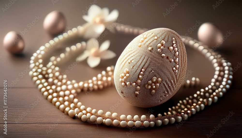 beige easter egg and beads beige easter egg and beads