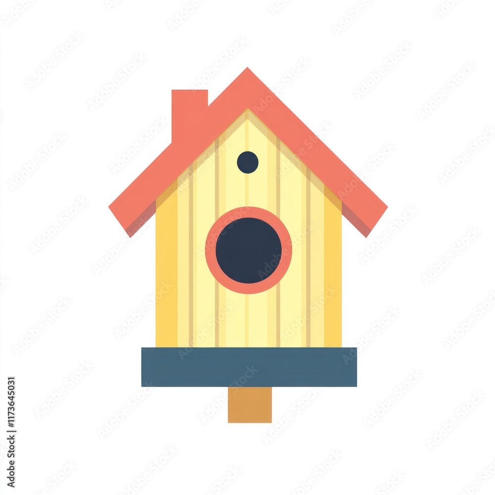 A Simple Yellow Birdhouse with a Red Roof A Simple Yellow Birdhouse with a Red Roof