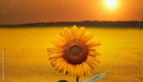 bright sunflower on a undeniable yellow history photo