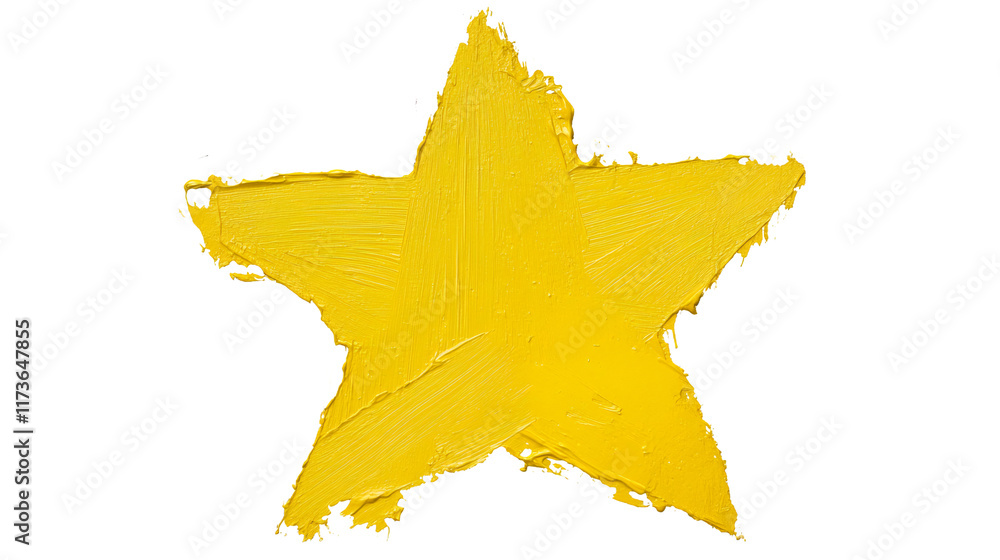 Fototapeta premium Yellow painted star with transparent background representing achievement and quality