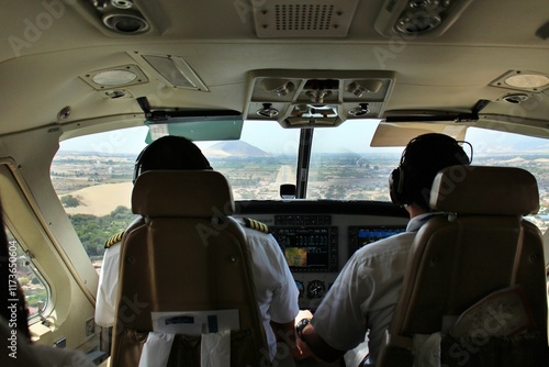 Small airplane cockpit in Huacachina, Peru