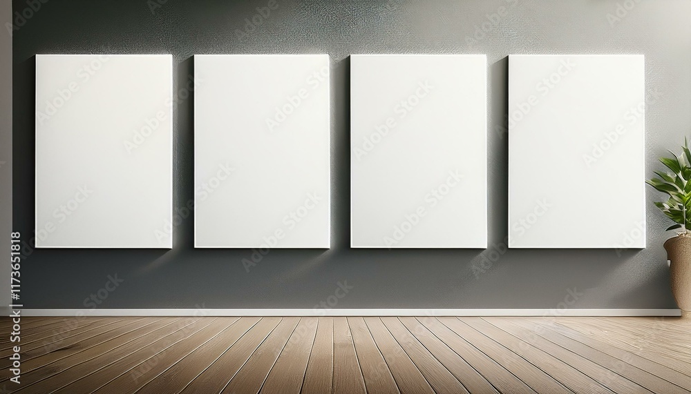 minimalist wall with 4 portrait format poster mockups minimalist wall with 4 portrait format poster mockups