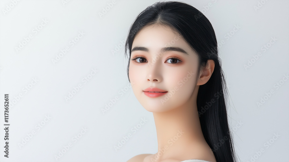 Portrait of young Asian woman, with smooth and soft skin, skin care and plastic surgery concept, copy space Portrait of young Asian woman, with smooth and soft skin, skin care and plastic surgery concept, copy space
