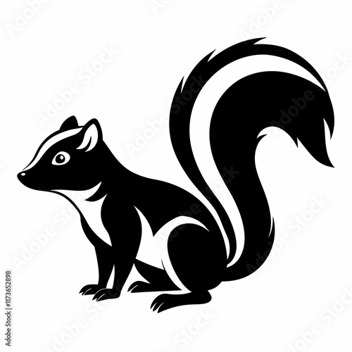 Skunk vector silhouette black design white background