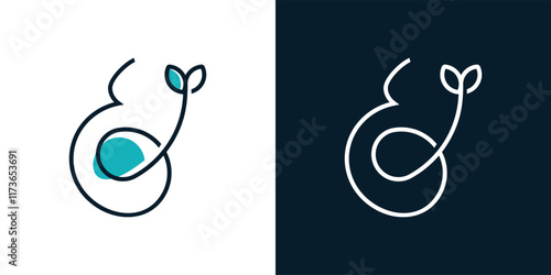 pregnant belly growth logo with leaves