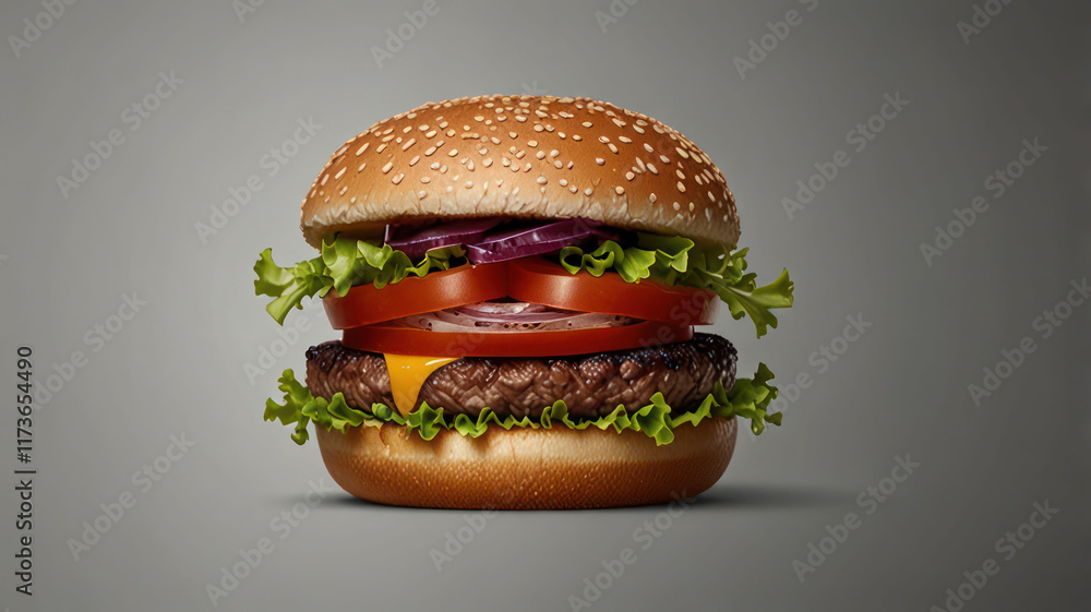 London pubstyle burger cut out on an isolated simple minimalist background London pubstyle burger cut out on an isolated simple minimalist background
