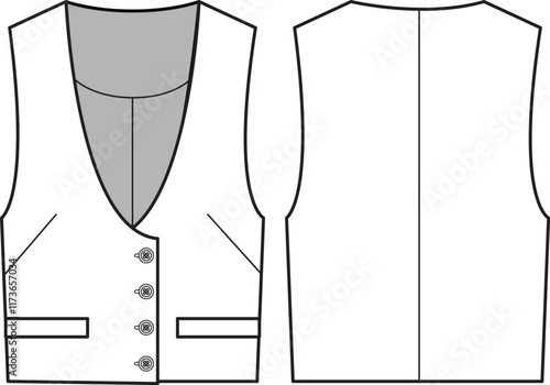 Waistcoat with pocket flat sketch vector