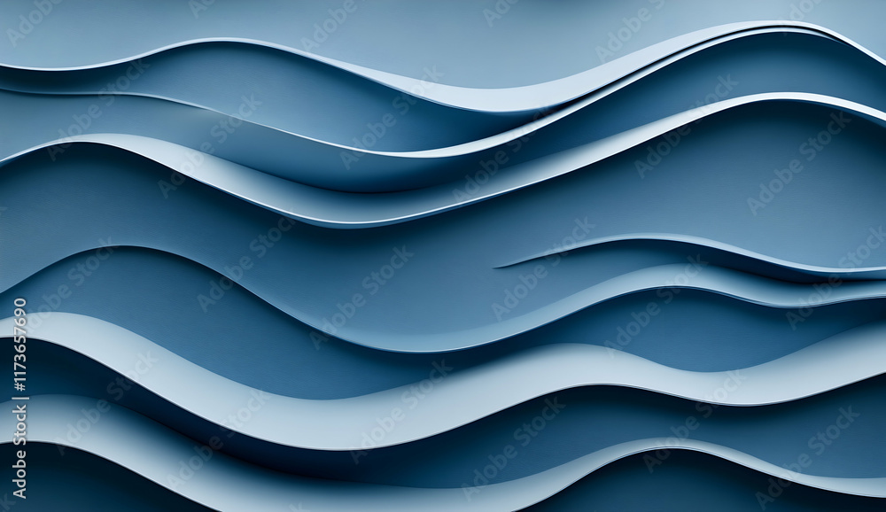 Obraz premium Blue background with smooth waves, a simple and elegant design