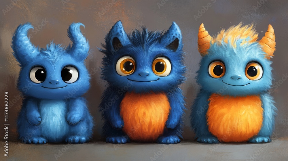 set of cute monsters set of cute monsters