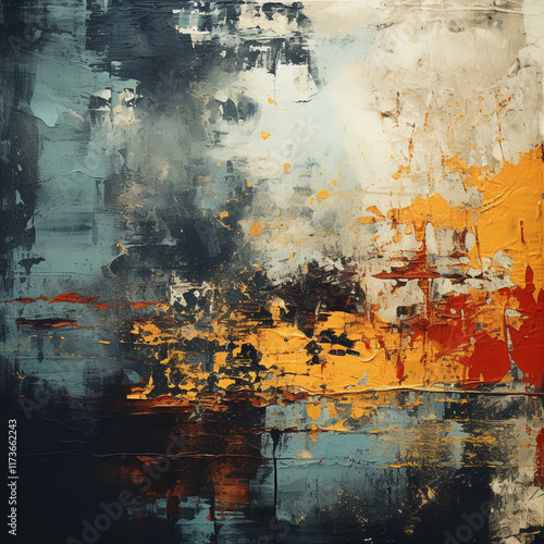 Wallpaper Mural grunge abstract background. paint on the wall, blue, red and yellow colors,.    Torontodigital.ca