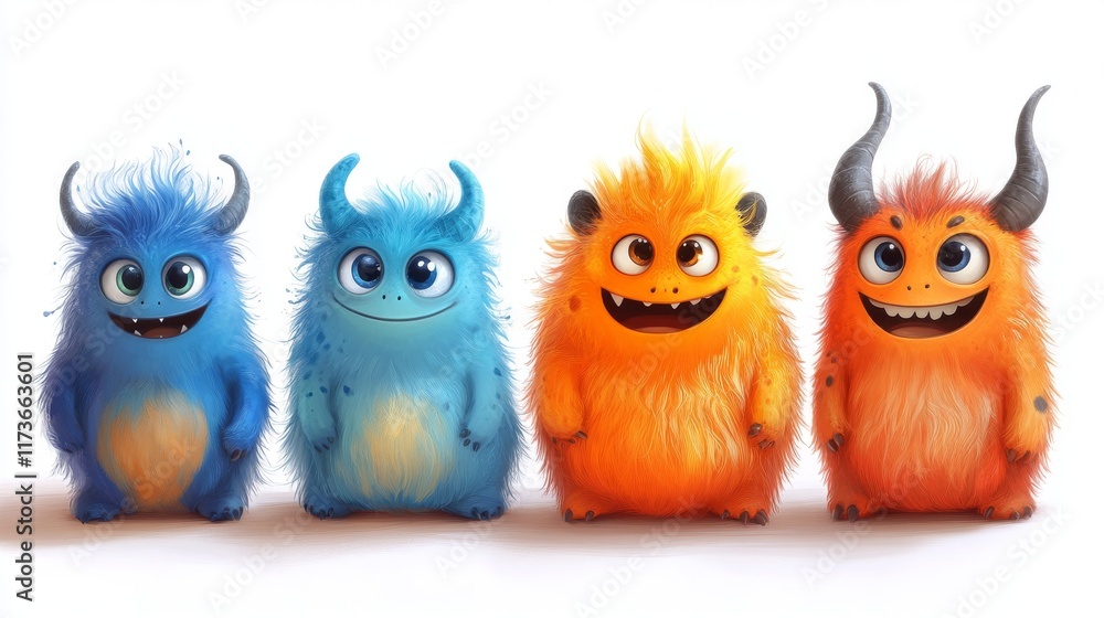 Happy monster characters with big smile Happy monster characters with big smile