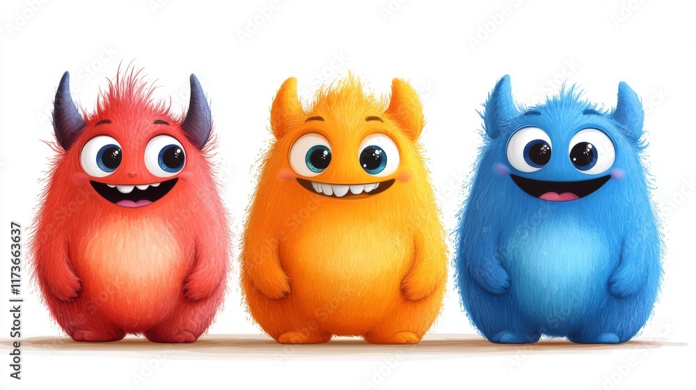 Happy monster characters with big smile Happy monster characters with big smile