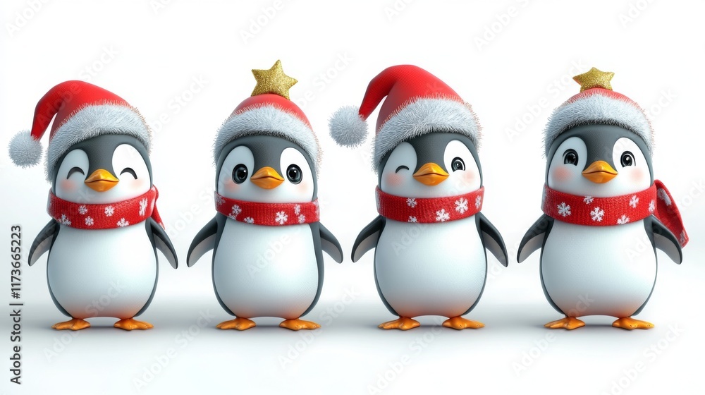 Penguin christmas characters set Penguin christmas characters set