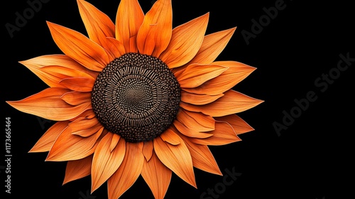 Fiery Autumn Sunflower: 3D Rendered Floral Close-Up AI Generated photo