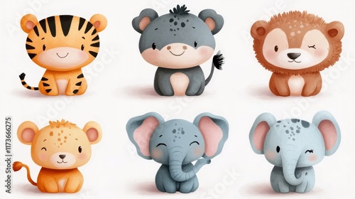 Wallpaper Mural Set of cute baby safari animals Torontodigital.ca