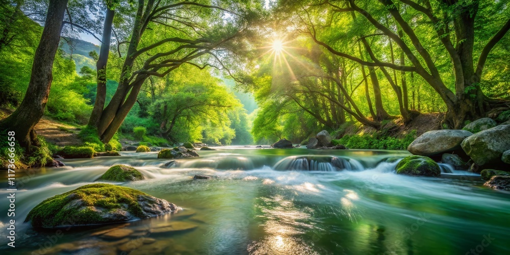World Water Day: Crystal Clear River Flowing Through Lush Green Landscape World Water Day: Crystal Clear River Flowing Through Lush Green Landscape