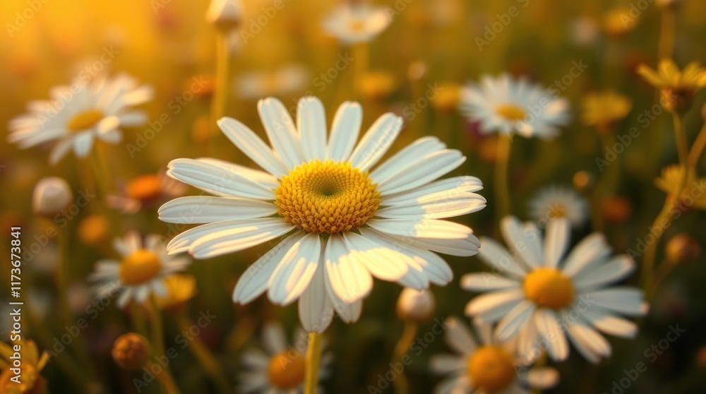 Golden Hour Daisy Field A Single Bloom Stands Out Golden Hour Daisy Field A Single Bloom Stands Out
