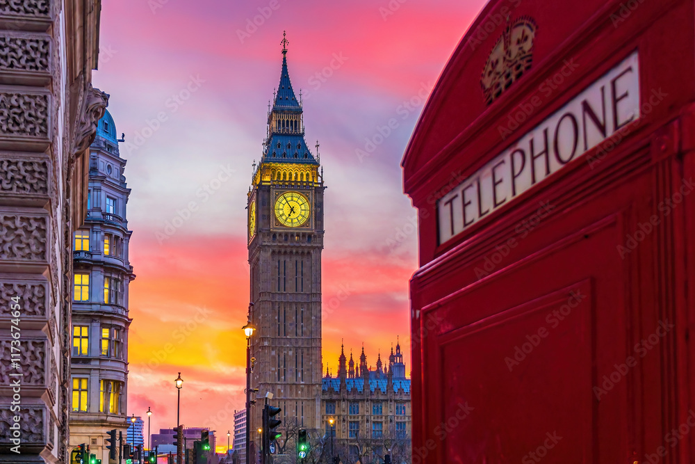 Obraz premium Big Ben tower of Houses of Parliament, Westminster in London