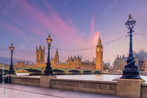 Big Ben tower of Houses of Parliament, Westminster in London