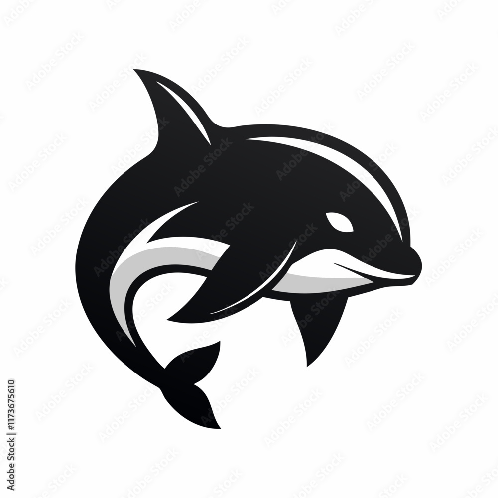 Fototapeta premium orca, whale, logo, vector, ocean, marine, animal, aquatic, mammal, sea, wildlife, black, white, nature, water, predator, logo design, branding, icon, concept, symbol, creature, sea creature, mammal lo